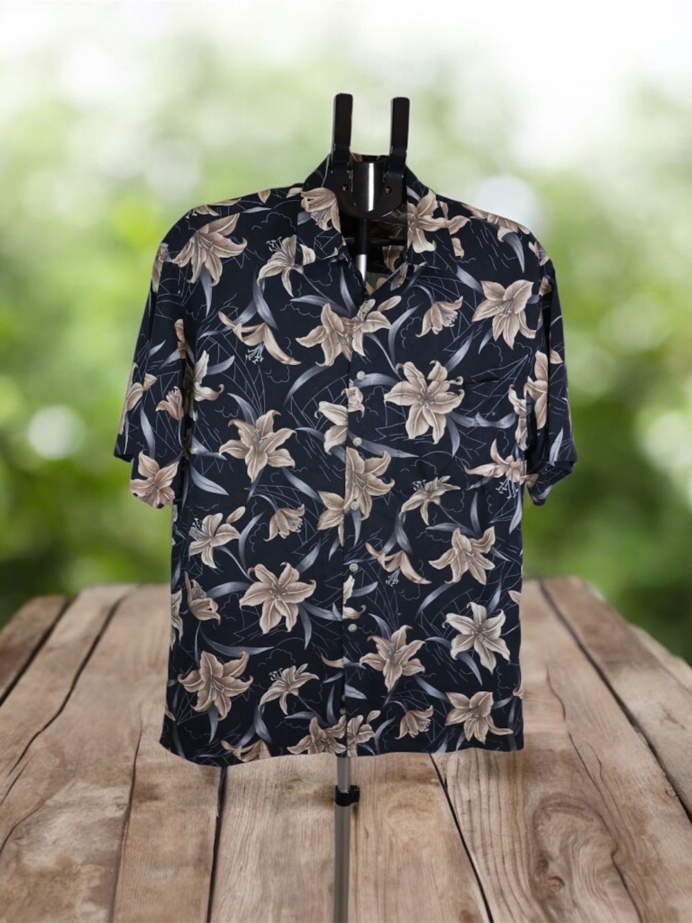 Pierre Cardin Floral Hawaiian Rayon Shirt Men's M